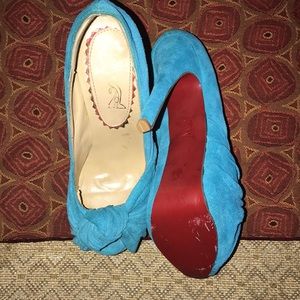 Anniversary Edition Turquoise Suede Red Bottoms